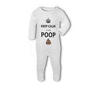 BWW Print - Keep Calm its only Poop funny - Baby Romper Suit, 3-6 Months, Girl or Boy, New Born to 24mth