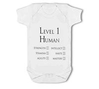 BWW Print - Level 1 Human Character funny gaming - Baby Vest, Newborn, Girl or Boy, New Born to 24mth