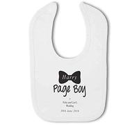 BWW Print - Page Boy with Personlised Name, Date, Bride and Groom with Bowtie wedding - Baby Bib, Boy or Girl