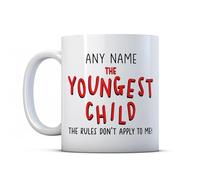 BWW Print - Personalised The Youngest Child The Rules Don't Apply to Me - Funny Sibling Gift Mug, Ceramic, 11fl.oz.