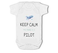BWW Print - Pilot - Keep Calm my Daddy is a funny - Baby Vest, 3-6 Months, Girl or Boy, New Born to 24mth