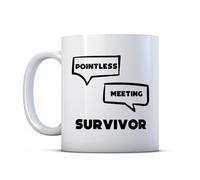 BWW Print - Pointless Meeting Survivor - Coworker Office Humour Gift Mug, Ceramic, 11fl.oz.