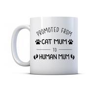 BWW Print - Promoted from Cat to Human Mum - New Parent Milestone Gift Mug for Mother, Ceramic, 11fl.oz.