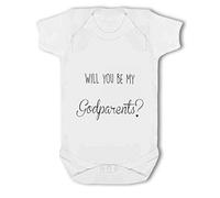 BWW Print - Will You be my Godparents with optional names - Baby Vest, 6-12 Months, Girl or Boy, New Born to 24mth