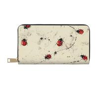 BWWHCCTI Art Ladybug Tracks print Printed Long Wallet for Women Men - PU Leather Wallets Card Holder with Zip Coin Pocket