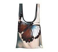 BWWHCCTI Beauty Butterfly Printed Shoulder Shopping Bag for Women, Foldable Tote Bag Waterproof Shopper Bags for College School Work Travel Shopping