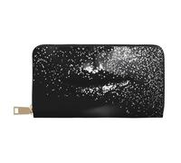 BWWHCCTI Black white glitter Printed Long Wallet for Women Men - PU Leather Wallets Card Holder with Zip Coin Pocket