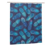 BWWHCCTI Blue pineapple Printed Shower Curtain With 12 Plastic Hooks Opaque Quick Drying Waterproof Shower Curtains Sets For Bathroom 152x183 Cm