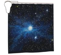 BWWHCCTI Blue Shining Star Printed Shower Curtain With 12 Iron Hooks Opaque Quick Drying Waterproof Shower Curtains Sets For Bathroom 183x183 CM
