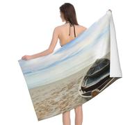 BWWHCCTI Boat Beach Sunrise Time Nautical Printed Microfiber Quick Dry Bath Towel, Soft Beach Towels for Travel,Camping,Gym,Beach,Swimming,Yoga, 130x80 CM