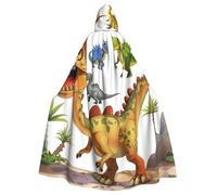 BWWHCCTI Cartoon Dinosaur Images Printed Hooded Cloak for Unisex Adults Halloween Cosplay Costumes Long Hooded Robe Cloak