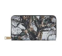 BWWHCCTI Cold Tree Camouflage Printed Long Wallet for Women Men - PU Leather Wallets Card Holder with Zip Coin Pocket