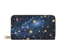 BWWHCCTI Constellation Star Clusters Galaxies Printed Long Wallet for Women Men - PU Leather Wallets Card Holder with Zip Coin Pocket