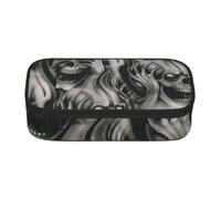 BWWHCCTI Cool Evil Skull Printed Pencil Case Pen Bag Large Capacity Zipper Pencil Box Stationery Organizer Makeup Bag for School Office Adult Teen Girl Boy