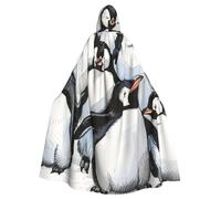 BWWHCCTI Cute Baby Penguins Sketch Printed Hooded Cloak for Unisex Adults Halloween Cosplay Costumes Long Hooded Robe Cloak