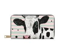 BWWHCCTI Cute Cow Polka Dot Printed Long Wallet for Women Men - PU Leather Wallets Card Holder with Zip Coin Pocket