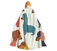 BWWHCCTI Cute Dachshound Dogs Printed Hooded Cloak for Unisex Adults Halloween Cosplay Costumes Long Hooded Robe Cloak
