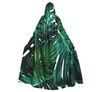 BWWHCCTI Cute green palm leaves Printed Hooded Cloak for Unisex Adults Halloween Cosplay Costumes Long Hooded Robe Cloak