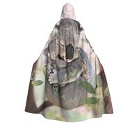 BWWHCCTI Cute Koala Printed Hooded Cloak for Unisex Adults Halloween Cosplay Costumes Long Hooded Robe Cloak
