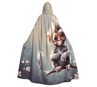 BWWHCCTI Cute Monkey art Printed Hooded Cloak for Unisex Adults Halloween Cosplay Costumes Long Hooded Robe Cloak