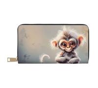BWWHCCTI Cute Monkey art Printed Long Wallet for Women Men - PU Leather Wallets Card Holder with Zip Coin Pocket
