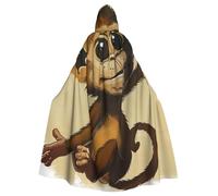 BWWHCCTI Cute Monkey print Printed Hooded Cloak for Unisex Adults Halloween Cosplay Costumes Long Hooded Robe Cloak