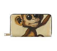 BWWHCCTI Cute Monkey print Printed Long Wallet for Women Men - PU Leather Wallets Card Holder with Zip Coin Pocket