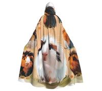 BWWHCCTI Cute Pet Illustration Printed Hooded Cloak for Unisex Adults Halloween Cosplay Costumes Long Hooded Robe Cloak