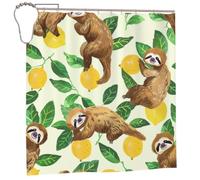 BWWHCCTI Cute sloths on yellow lemons Printed Shower Curtain With 12 Iron Hooks Opaque Quick Drying Waterproof Shower Curtains Sets For Bathroom 183x183 CM