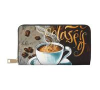 BWWHCCTI Delicious Coffee Printed Long Wallet for Women Men - PU Leather Wallets Card Holder with Zip Coin Pocket