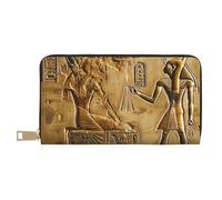 BWWHCCTI Egypt Hieroglyphics Printed Long Wallet for Women Men - PU Leather Wallets Card Holder with Zip Coin Pocket