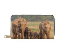 BWWHCCTI Elephant Family Printed Long Wallet for Women Men - PU Leather Wallets Card Holder with Zip Coin Pocket