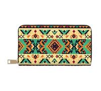 BWWHCCTI Ethnic Geometric Pattern Printed Long Wallet for Women Men - PU Leather Wallets Card Holder with Zip Coin Pocket