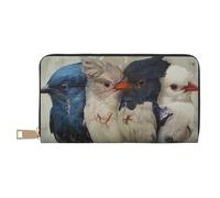 BWWHCCTI Four Birds Printed Long Wallet for Women Men - PU Leather Wallets Card Holder with Zip Coin Pocket
