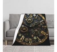 BWWHCCTI Gears Clock Bronze Century Printed Thickened Blanket 50x60 inch Cute Warm Flannel Throw Blankets for Bed Couch Sofa Office