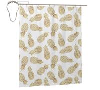 BWWHCCTI golden pineapple background Printed Shower Curtain With 12 Iron Hooks Opaque Quick Drying Waterproof Shower Curtains Sets For Bathroom 152x183 Cm