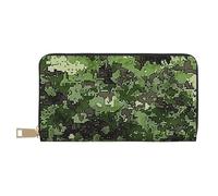 BWWHCCTI Green Army Digital Camouflage print Printed Long Wallet for Women Men - PU Leather Wallets Card Holder with Zip Coin Pocket