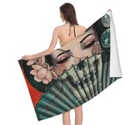 BWWHCCTI Japanese Geisha Printed Microfiber Quick Dry Bath Towel, Soft Beach Towels for Travel,Camping,Gym,Beach,Swimming,Yoga, 130x80 CM