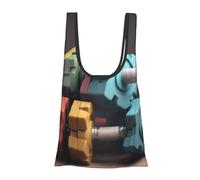 BWWHCCTI Modular Dumbbells Printed Shoulder Shopping Bag for Women, Foldable Tote Bag Waterproof Shopper Bags for College School Work Travel Shopping