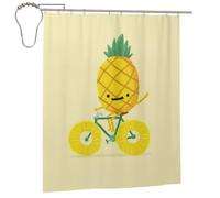 BWWHCCTI Pineapple bike Printed Shower Curtain With 12 Iron Hooks Opaque Quick Drying Waterproof Shower Curtains Sets For Bathroom 152x183 Cm