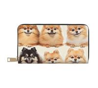 BWWHCCTI Pomeranians Pattern Printed Long Wallet for Women Men - PU Leather Wallets Card Holder with Zip Coin Pocket