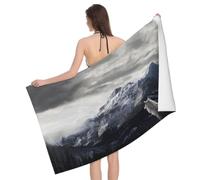 BWWHCCTI Snow Mountain Lone Wolf Printed Microfiber Quick Dry Bath Towel, Soft Beach Towels for Travel,Camping,Gym,Beach,Swimming,Yoga, 130x80 CM