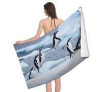 BWWHCCTI Snow mountain penguin Printed Microfiber Quick Dry Bath Towel, Soft Beach Towels for Travel,Camping,Gym,Beach,Swimming,Yoga, 130x80 CM