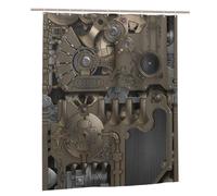 BWWHCCTI Steampunk Mechanical Gears Printed Shower Curtain With 12 Plastic Hooks Opaque Quick Drying Waterproof Shower Curtains Sets For Bathroom 152x183 Cm