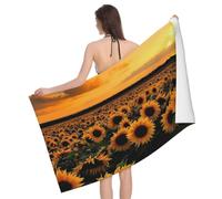 BWWHCCTI Sunflower and sunset Printed Microfiber Quick Dry Bath Towel, Soft Beach Towels for Travel,Camping,Gym,Beach,Swimming,Yoga, 130x80 CM