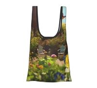 BWWHCCTI Sunny Garden Printed Shoulder Shopping Bag for Women, Foldable Tote Bag Waterproof Shopper Bags for College School Work Travel Shopping