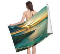 BWWHCCTI Sunrise Over Hanauma Bay Oahu Hawaii Printed Microfiber Quick Dry Bath Towel, Soft Beach Towels for Travel,Camping,Gym,Beach,Swimming,Yoga, 130x80 CM