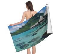 BWWHCCTI Tahiti Beach Printed Microfiber Quick Dry Bath Towel, Soft Beach Towels for Travel,Camping,Gym,Beach,Swimming,Yoga, 130x80 CM