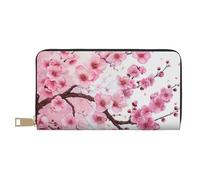BWWHCCTI Tempting Cherry Blossoms Printed Long Wallet for Women Men - PU Leather Wallets Card Holder with Zip Coin Pocket