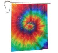 BWWHCCTI Tie Dye Hippies Printed Shower Curtain With 12 Iron Hooks Opaque Quick Drying Waterproof Shower Curtains Sets For Bathroom 152x183 Cm